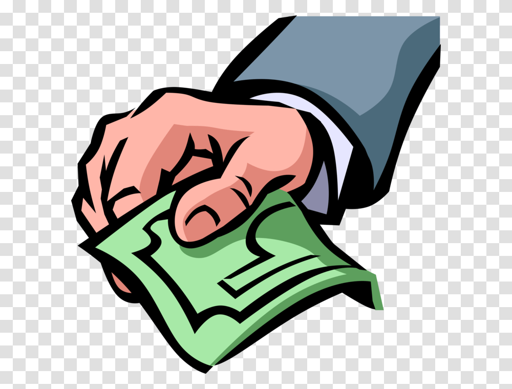 Vector Illustration Of Hand Offers Payment Cash Dollar Paying Cash Clipart, Handshake Transparent Png