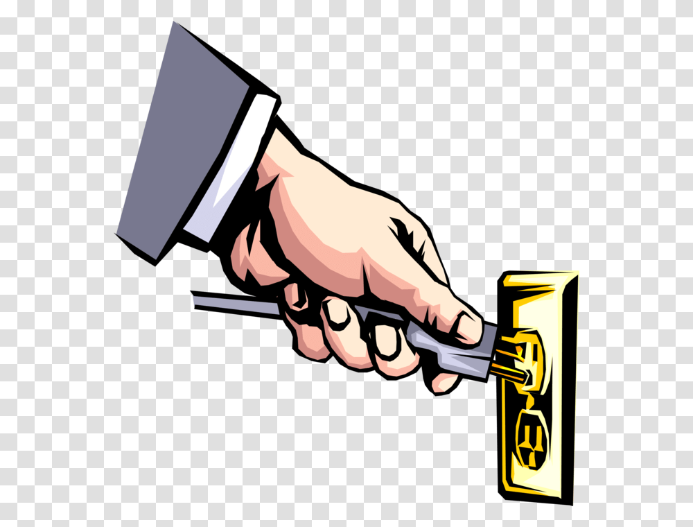 Vector Illustration Of Hand With Electrical Cord And Ejemplos De Energia Electrica, Person, Human, Handshake Transparent Png