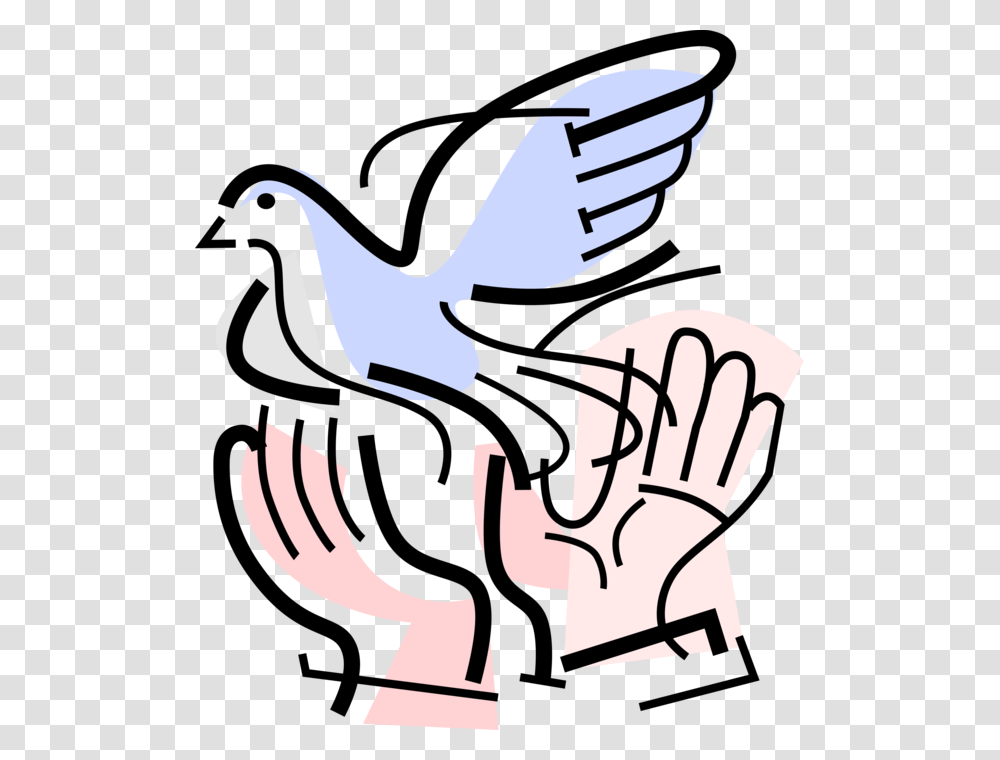 Vector Illustration Of Hands Release Symbolic Dove Dove Release, Animal, Stencil Transparent Png