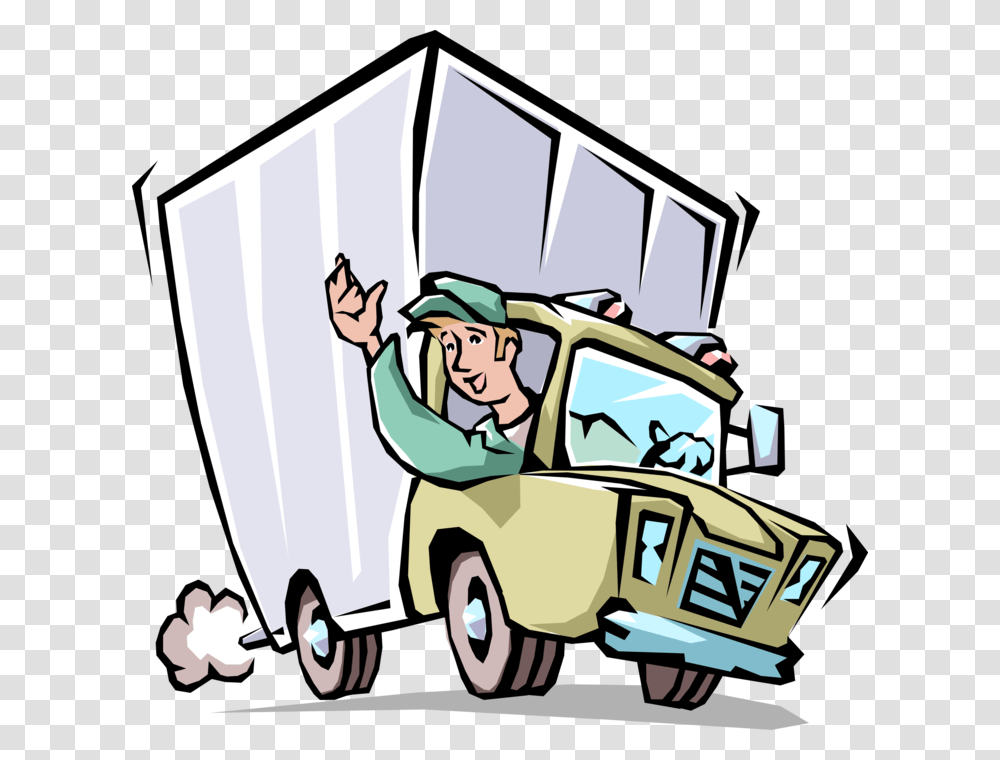 Vector Illustration Of Handymen Moving Company Mover Deliveries Clipart, Truck, Vehicle, Transportation, Pants Transparent Png