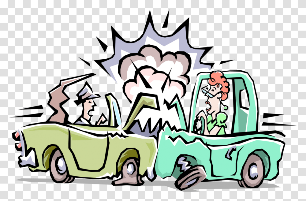 Vector Illustration Of Head On Collision Traffic Accident Clipart Crash, Hand, Car, Vehicle, Transportation Transparent Png