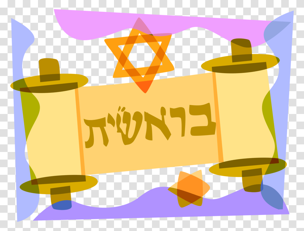 Vector Illustration Of Hebrew Sefer Torah Parchment, Number, Star Symbol Transparent Png