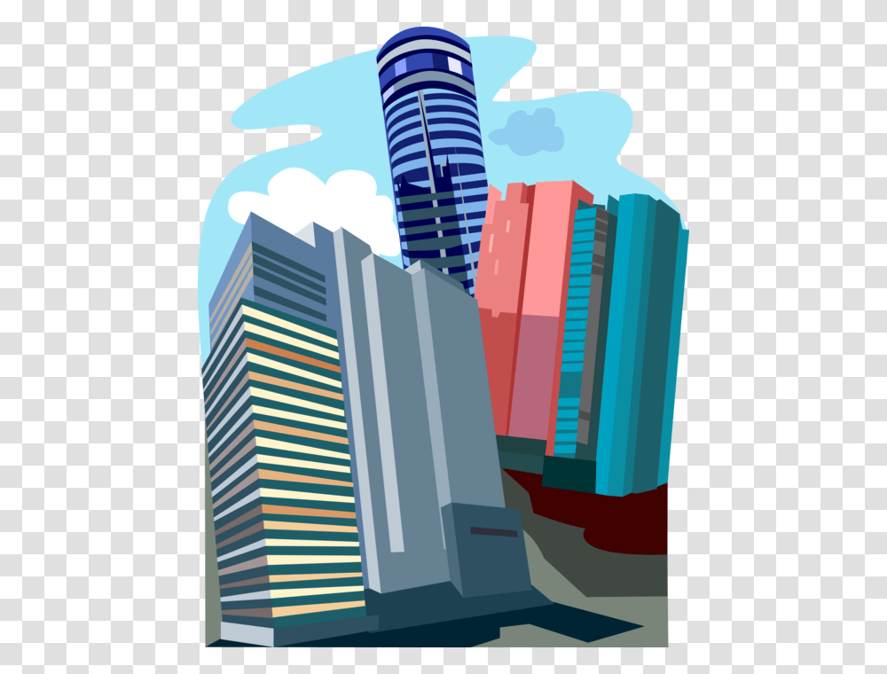 Vector Illustration Of Hong Kong Office Skyscraper Graphic Design, High Rise, City, Urban, Building Transparent Png