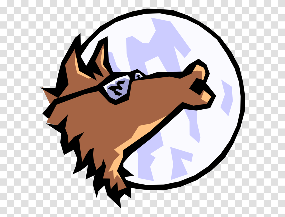 Vector Illustration Of Howling Wolf Howls At The Moon Blue Coyote, Outdoors, Nature, Hand, Astronomy Transparent Png