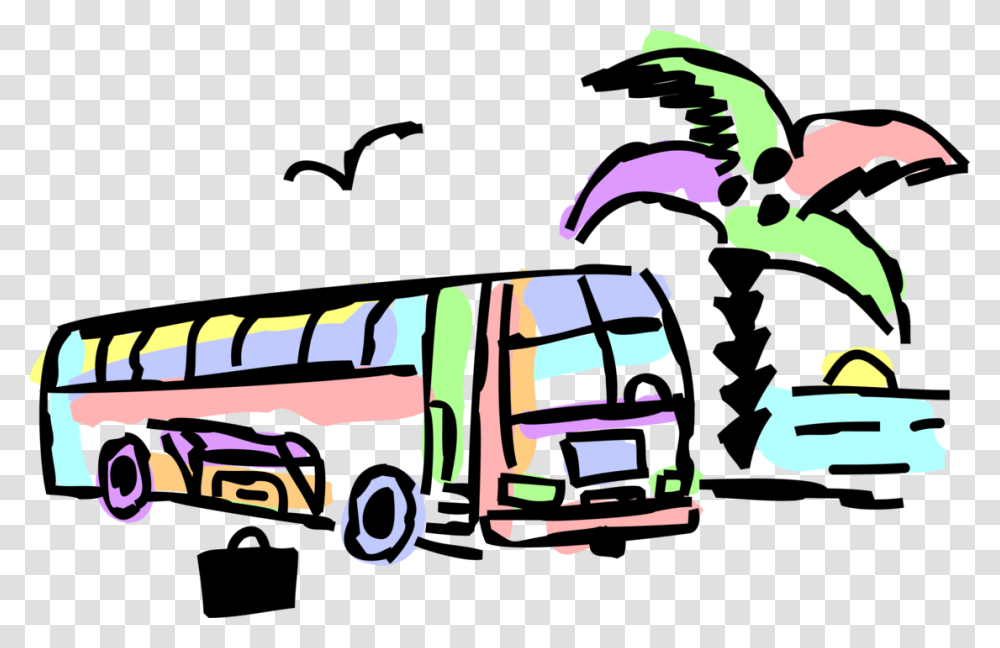 Vector Illustration Of Intercity Greyhound Passenger Bus And Beach, Car, Vehicle, Transportation, Car Wash Transparent Png