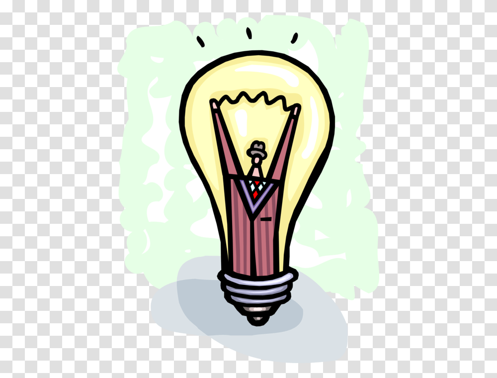 Vector Illustration Of Inventor Businessman With Electric, Light, Lightbulb Transparent Png