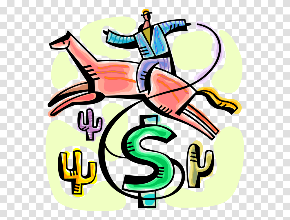 Vector Illustration Of Investment Cowboy On Horseback, Modern Art, Drawing Transparent Png