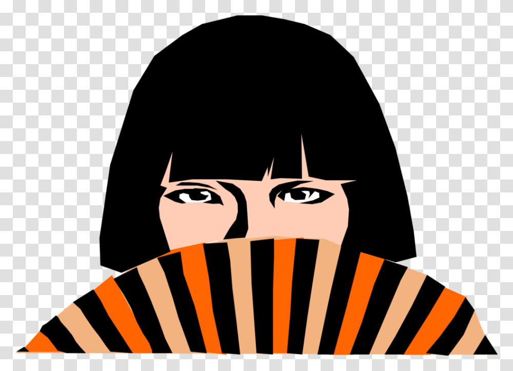 Vector Illustration Of Japanese Fan Girl Illustration, Face, Portrait, Photography, Musical Instrument Transparent Png