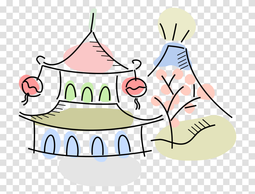 Vector Illustration Of Japanese Pagoda Temple With, Jaw, Teeth, Mouth, Lip Transparent Png