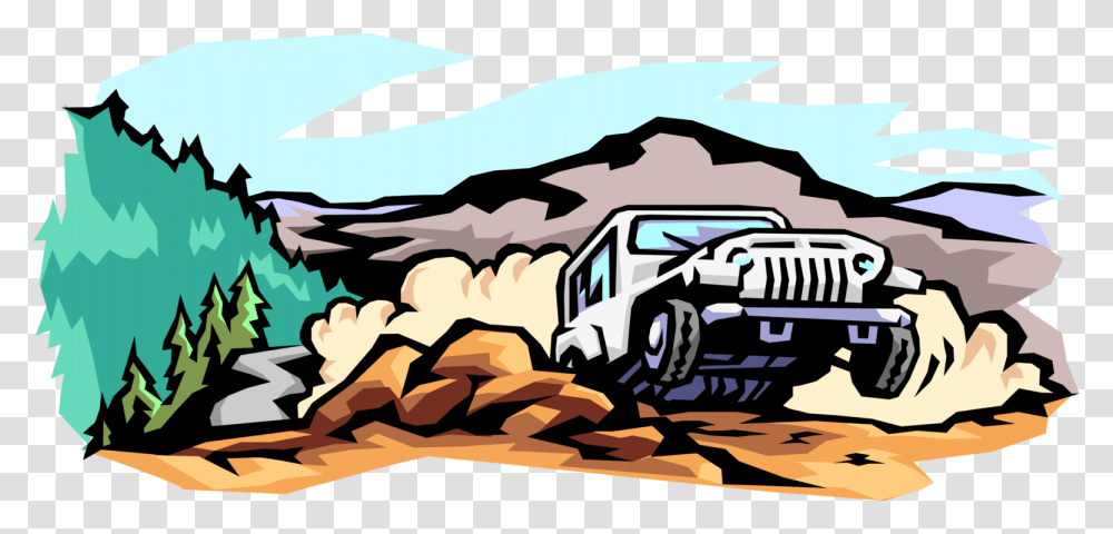 Vector Illustration Of Jeep Sports Utility Off Road Off Road Clip Art, Car, Vehicle, Transportation, Suv Transparent Png