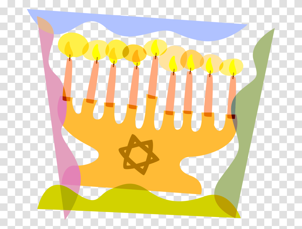 Vector Illustration Of Jewish Chanukah Hanukkah Menorah, Food, Leisure Activities, Label Transparent Png