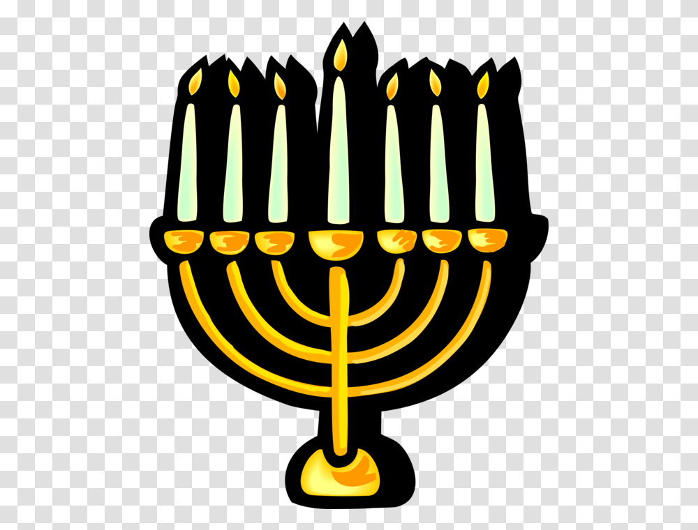 Vector Illustration Of Jewish Chanukah Hanukkah Menorah Jewish Faith, Fork, Cutlery, Candle, Fire Transparent Png