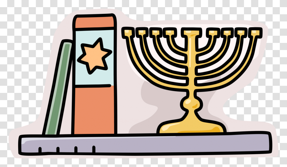 Vector Illustration Of Jewish Chanukah Hanukkah Menorah, Star Symbol Transparent Png