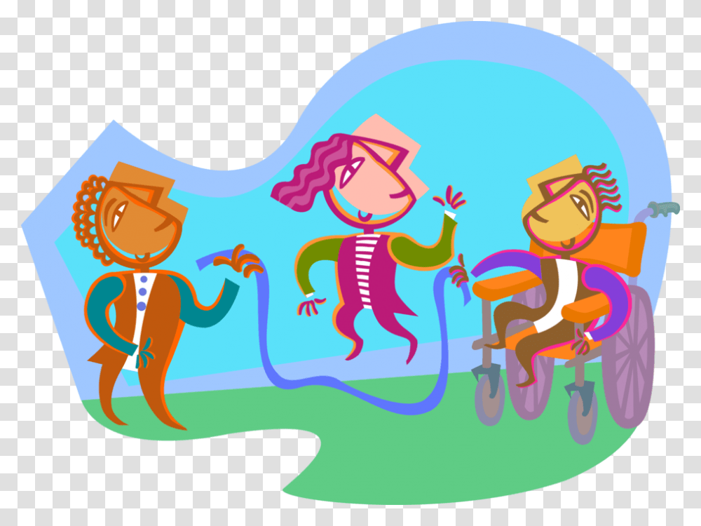 Vector Illustration Of Kids Playing Jump Skipping Rope, Crowd, Outdoors Transparent Png
