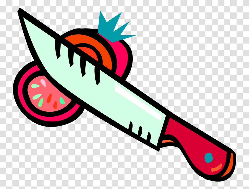 Vector Illustration Of Kitchen Kitchenware Knife Cuts Cut With Knife Clipart, Weapon, Weaponry, Blade Transparent Png