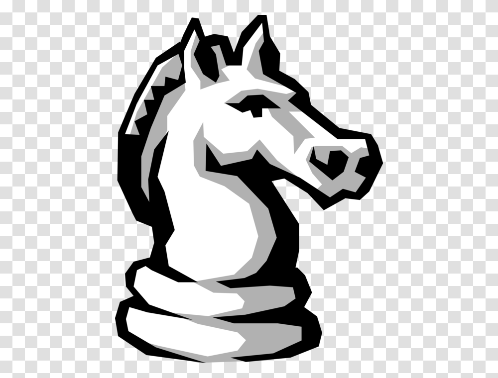 Vector Illustration Of Knight Horse S Head Piece In Chess Horse, Statue, Sculpture, Stencil Transparent Png