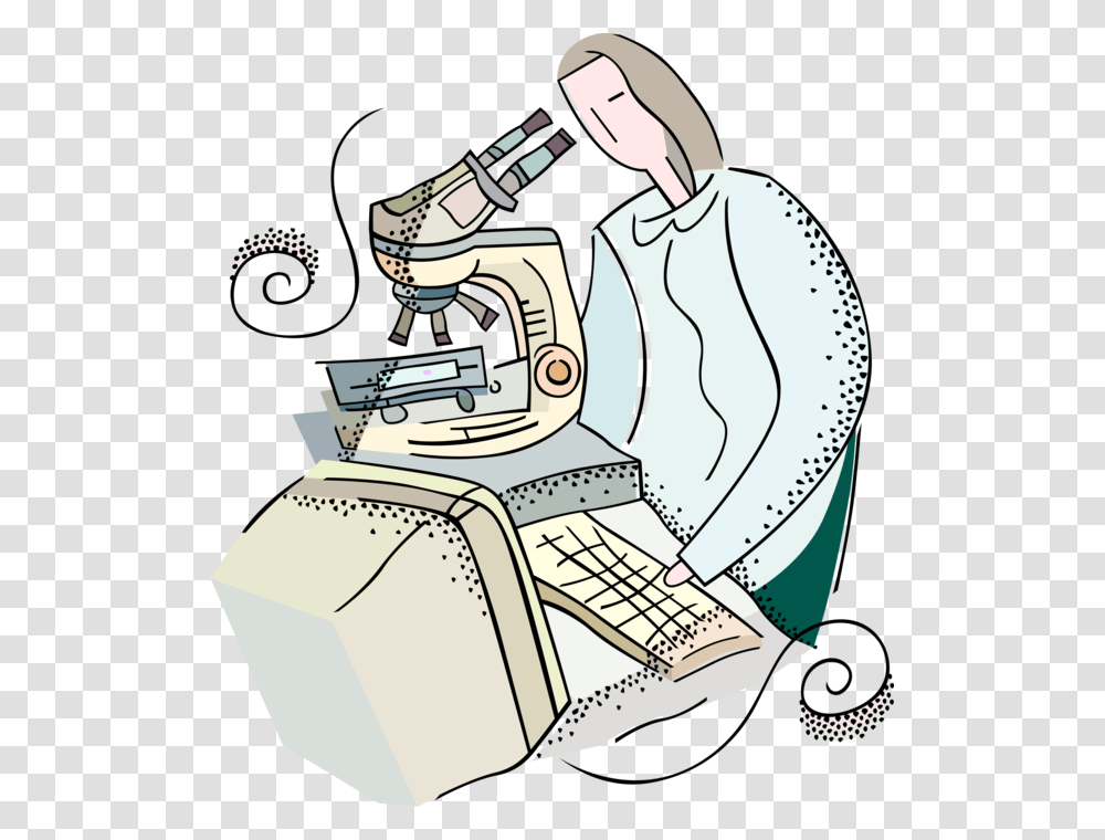 Vector Illustration Of Laboratory Research Scientist, Microscope, Sewing, Machine Transparent Png