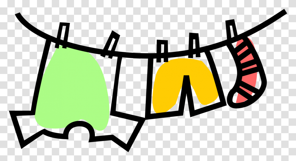 Vector Illustration Of Laundry Clothing Drying On Clothesline Laundry On Line Clipart, Pillow, Cushion, Silhouette, Mustache Transparent Png