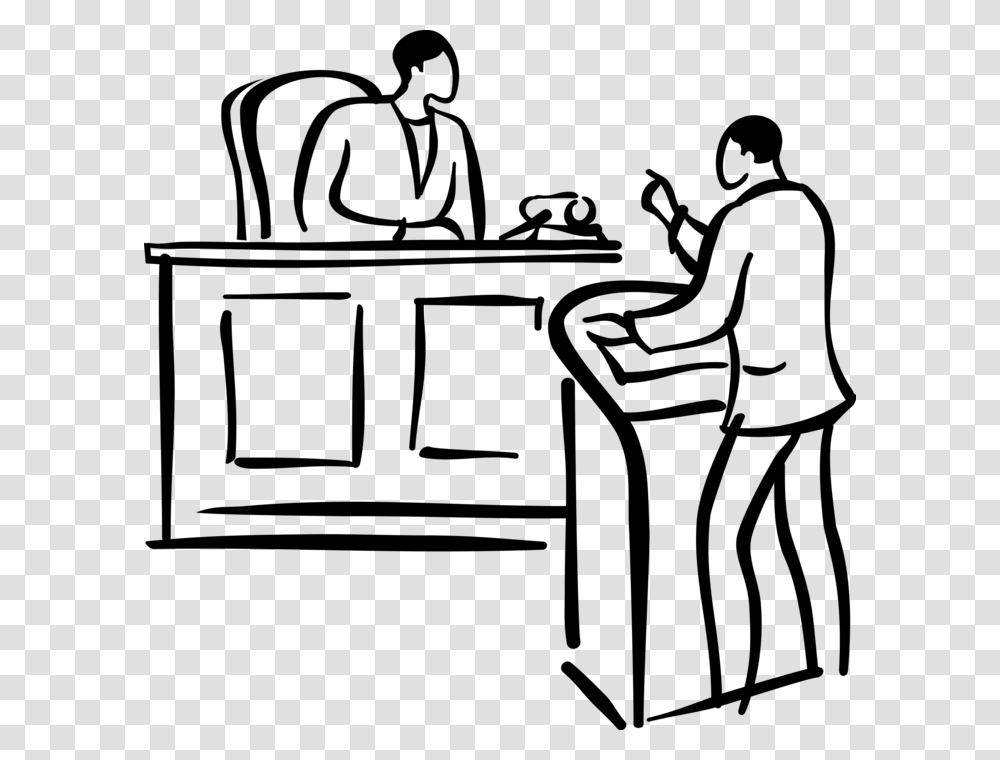 Vector Illustration Of Lawyer Attorney Presents Legal Lawyer Black And White Clip Art, Gray Transparent Png