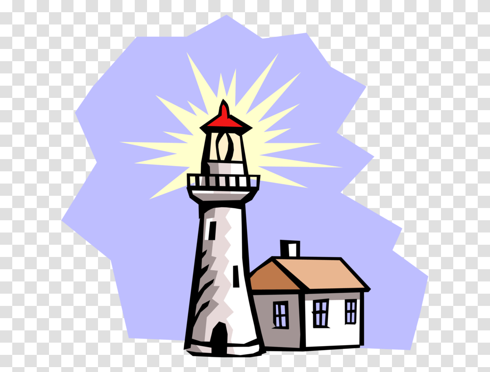 Vector Illustration Of Lighthouse Beacon Emits Light Lighthouse Clip Art, Tower, Architecture Transparent Png