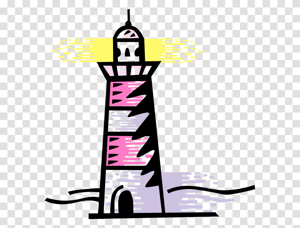 Vector Illustration Of Lighthouse Beacon Emits Light Lighthouse Clipart, Poster, Advertisement Transparent Png