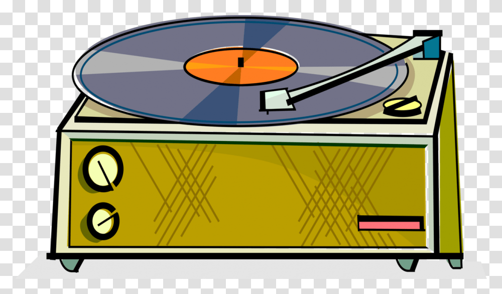 Vector Illustration Of Lp Vinyl Record Player Turntable, Electronics, Cd Player, Disk, Dvd Transparent Png