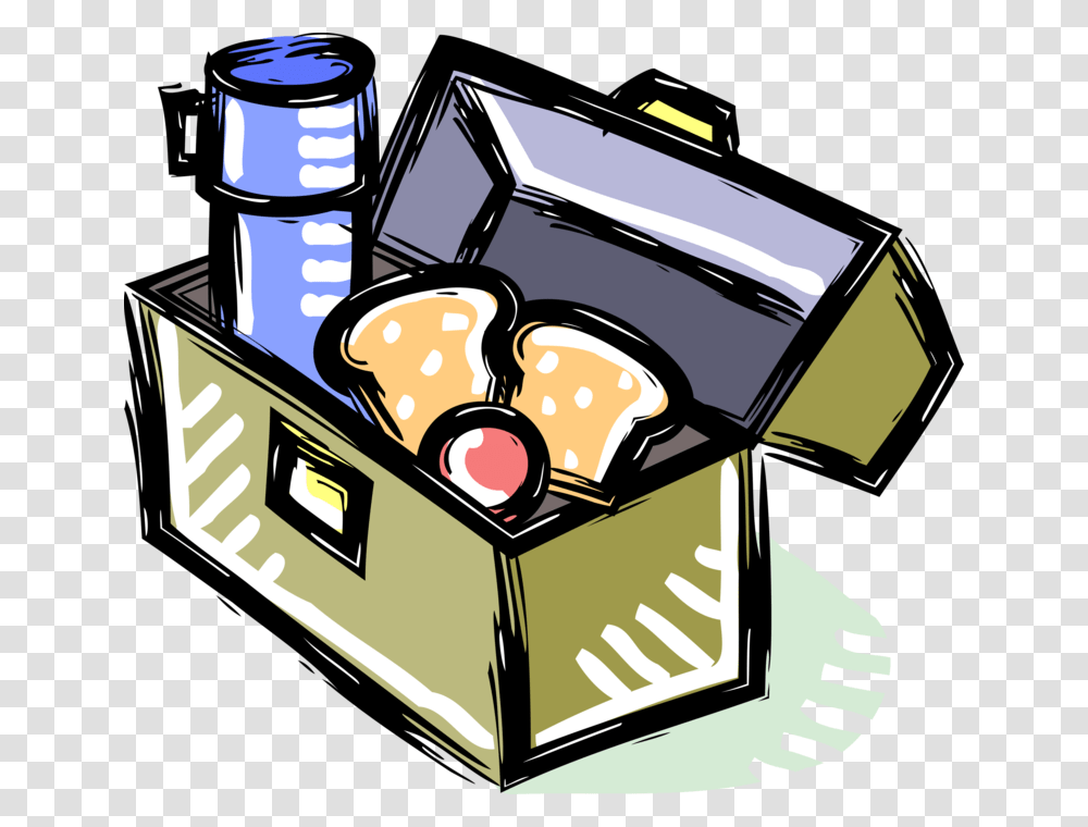 Vector Illustration Of Lunch Box Used By Schoolchildren Lunch Box, Trash, Treasure, Tin Transparent Png