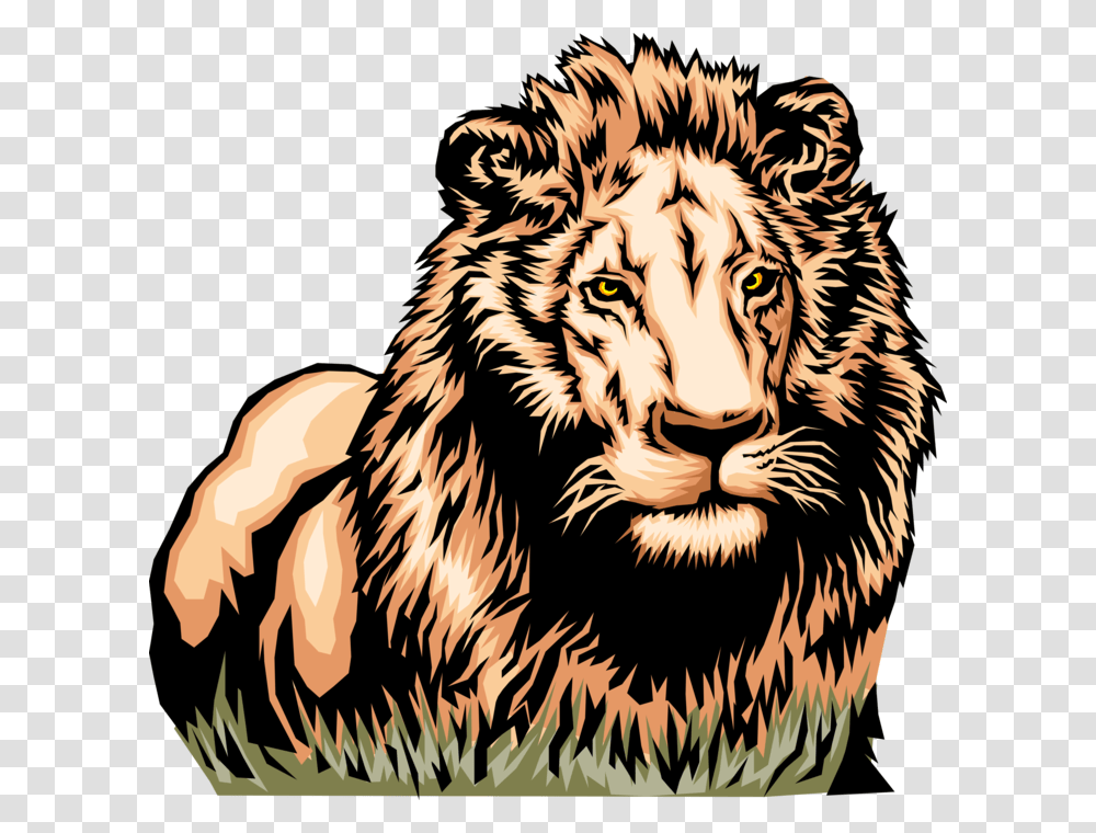 Vector Illustration Of Male African Lion King Of Jungle Textile, Wildlife, Animal, Mammal, Tiger Transparent Png