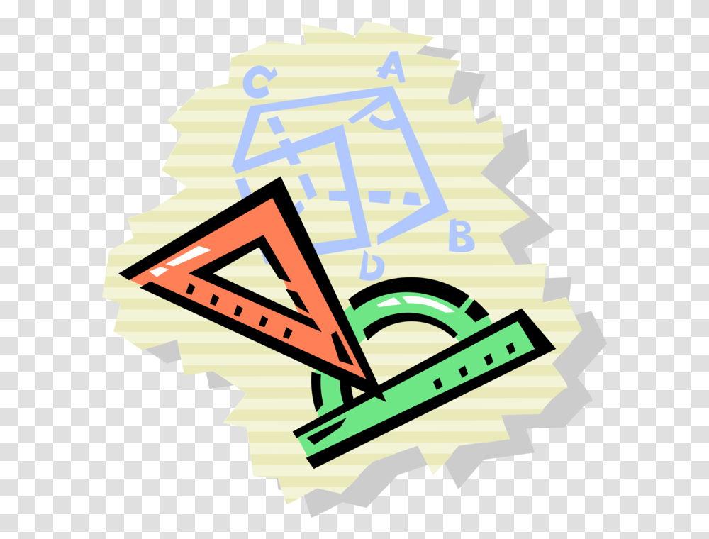 Vector Illustration Of Mathematics Triangle Ruler And Triangle, Plot, Diagram Transparent Png