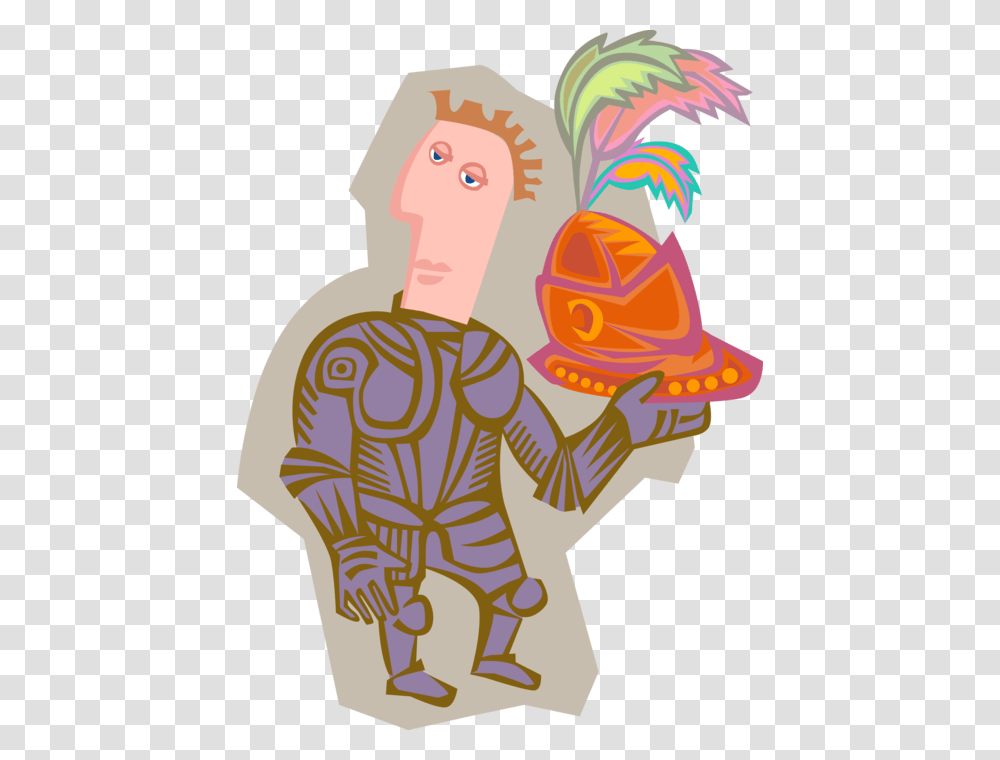 Vector Illustration Of Medieval Knight In Armor With Illustration, Drawing Transparent Png
