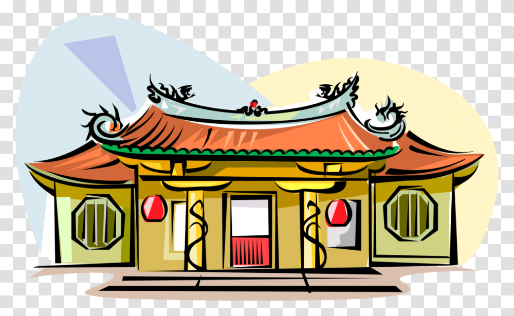 Vector Illustration Of Mengjia Longshan Temple Wanhua Cartoon Chinese Temple, Architecture, Building, Worship, Shrine Transparent Png