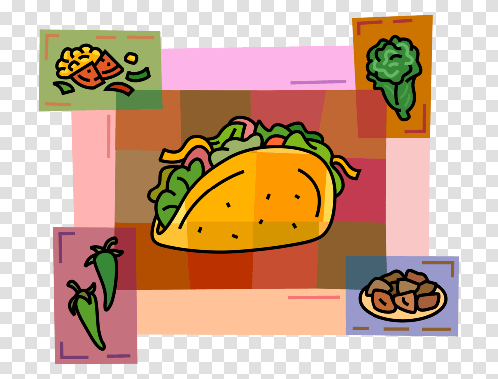 Vector Illustration Of Mexican Cuisine Taco Corn Or Tacos Clipart, Lunch, Meal, Food Transparent Png
