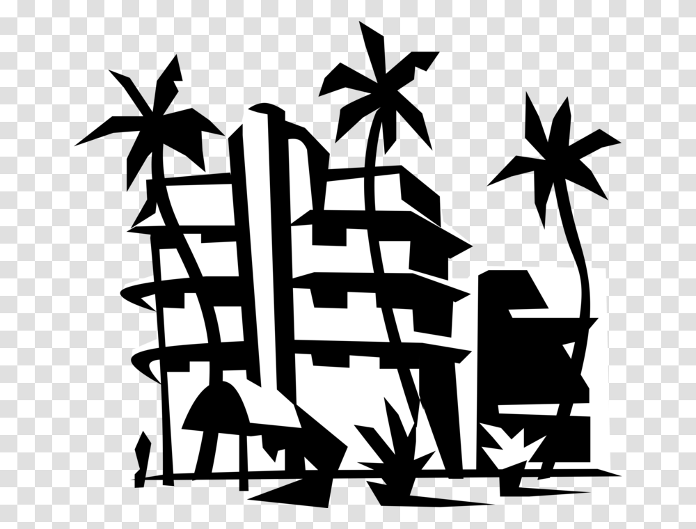 Vector Illustration Of Miami Beach Resort Hotel With Resort Clipart, Stencil, Arrow Transparent Png