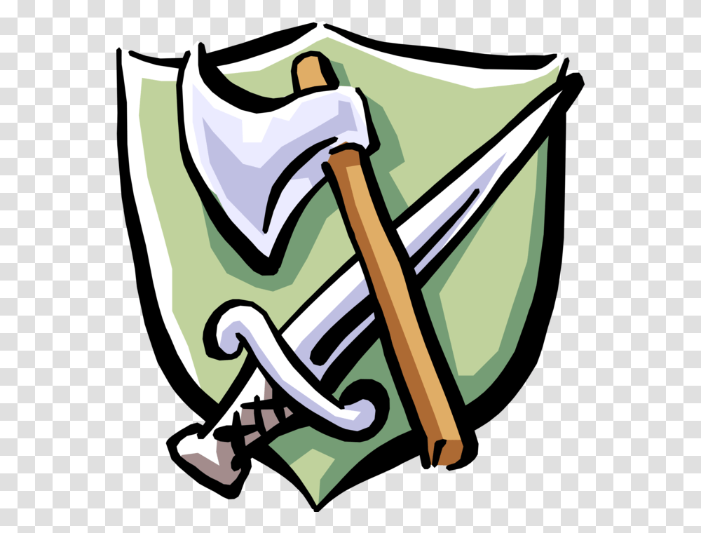 Vector Illustration Of Middle Ages Medieval Axe And Axe And Sword, Tool Transparent Png