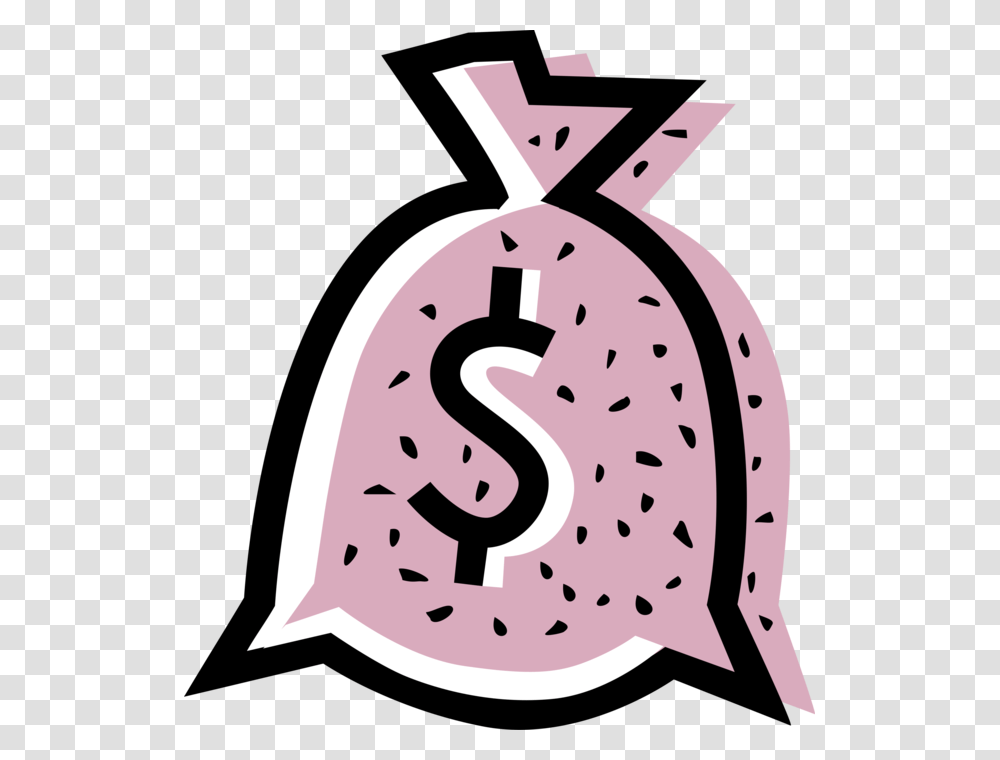Vector Illustration Of Money Bag Moneybag Or Sack Pink Money Bag, Number, Label Transparent Png