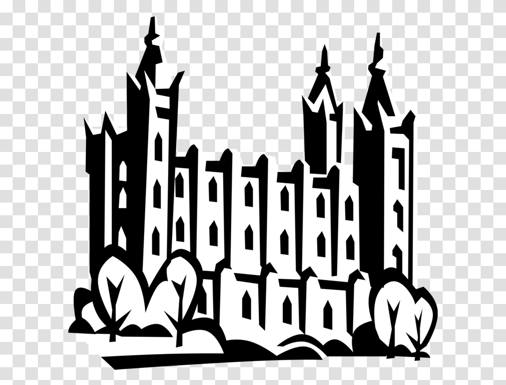 Vector Illustration Of Mormon Church Of Jesus Christ Lds Temple Clip Art, Silhouette, Candle, Poster, Advertisement Transparent Png