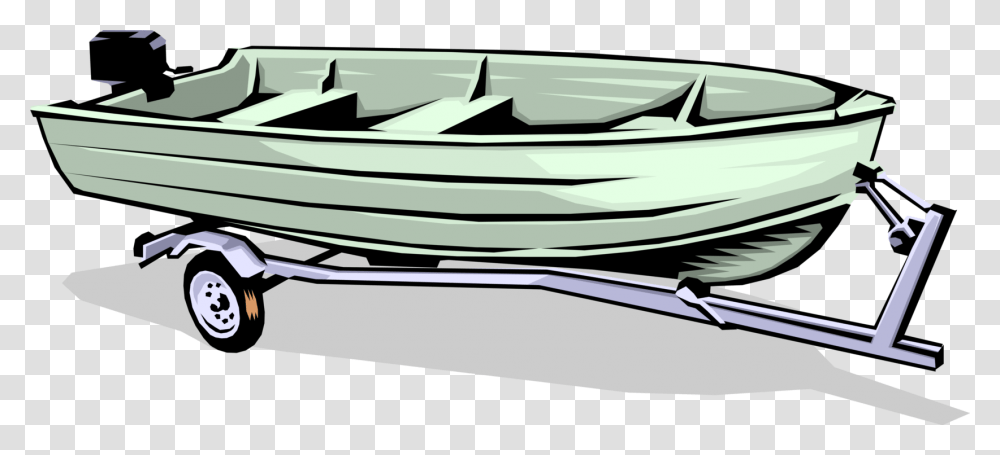Vector Illustration Of Motorboat Aluminum Fishing Boat Tinny Boat Clipart, Vehicle, Transportation, Rowboat, Dinghy Transparent Png