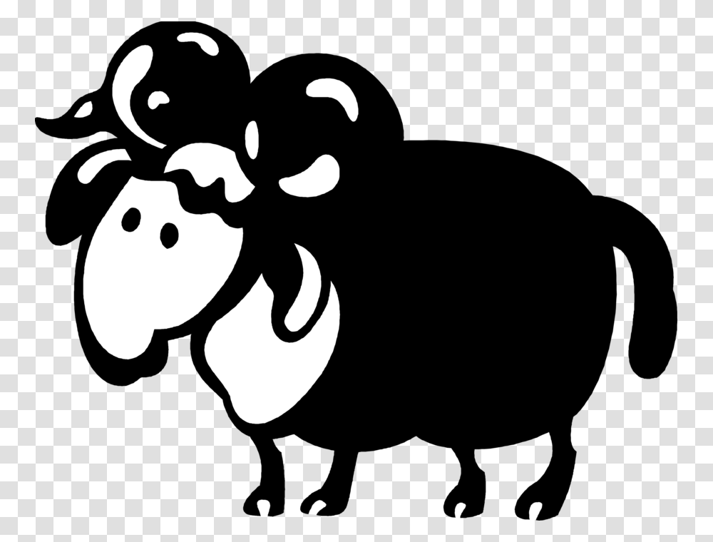 Vector Illustration Of Mountain Goat Ram With Horns Cartoon, Stencil Transparent Png