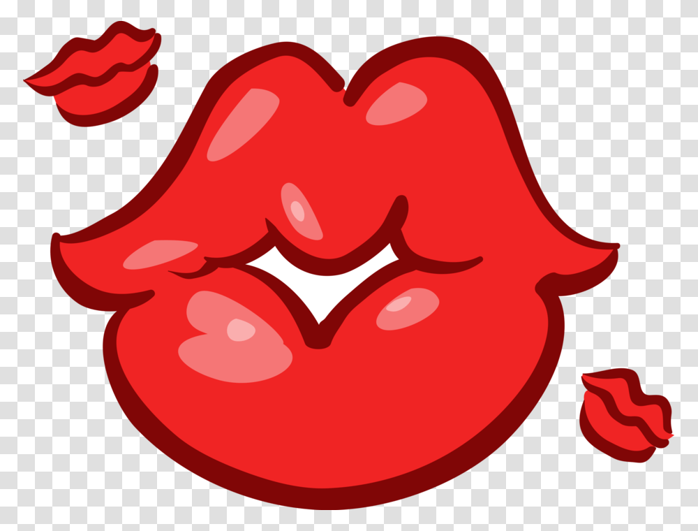 Vector Illustration Of Mouth Lips Blowing Kisses Cartoon Lips Blowing Kiss, Heart, Cow, Cattle, Mammal Transparent Png