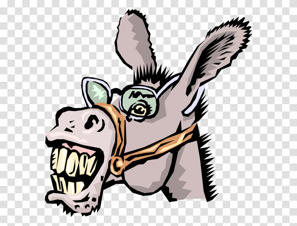 Vector Illustration Of Neighing Jackass Donkey With Donkeys With Eyeglasses, Bird, Animal, Person, Leisure Activities Transparent Png