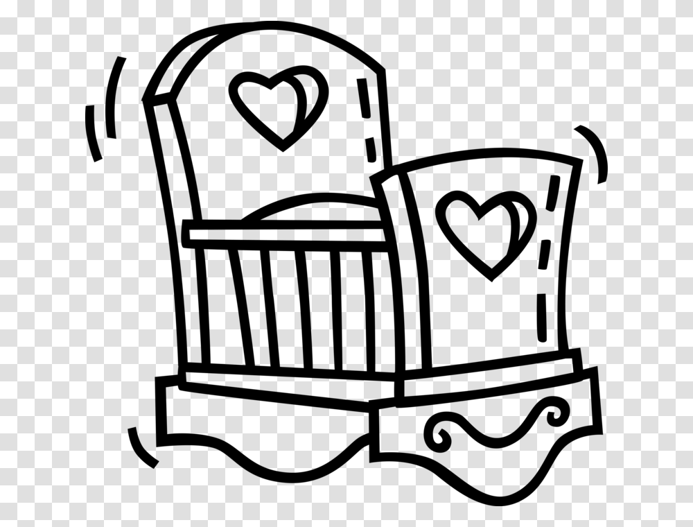 Vector Illustration Of Newborn Babyquots Crib Small Bed Baby Crib Clip Art, Gray Transparent Png