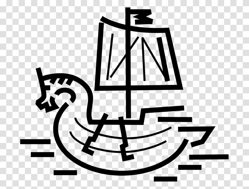 Vector Illustration Of Nordic Viking Ship With Dragon, Gray, World Of Warcraft Transparent Png
