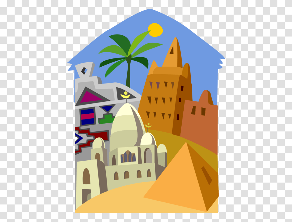 Vector Illustration Of North African Islamic Architecture Castle, Dome, Building, Mosque, Spire Transparent Png