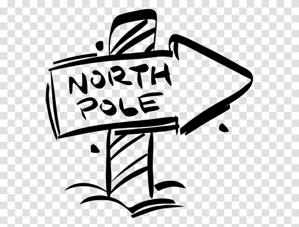 Vector Illustration Of North Pole Sign At Christmas North Pole Sign Clipart Black And White, Gray Transparent Png