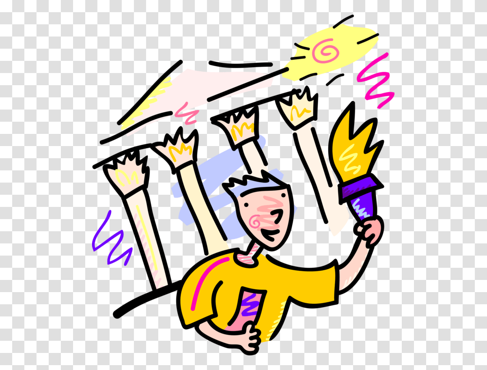 Vector Illustration Of Olympian Competitor Champion, Light, Person, Human, Torch Transparent Png