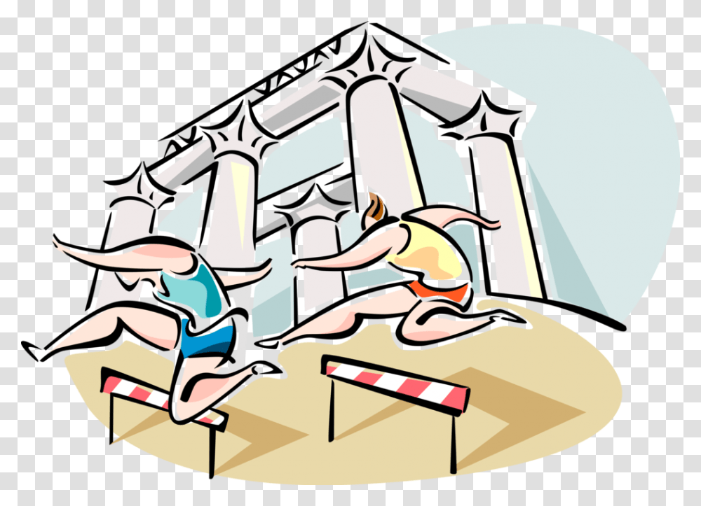 Vector Illustration Of Olympic Track And Field Hurdlers Dibujo Atletismo, Drawing, Outdoors, Doodle Transparent Png