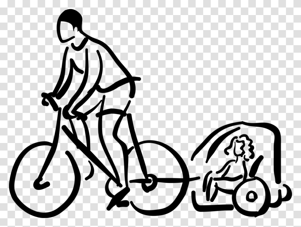 Vector Illustration Of Parent Cyclist On Bicycle Bike Road Bicycle, Gray Transparent Png