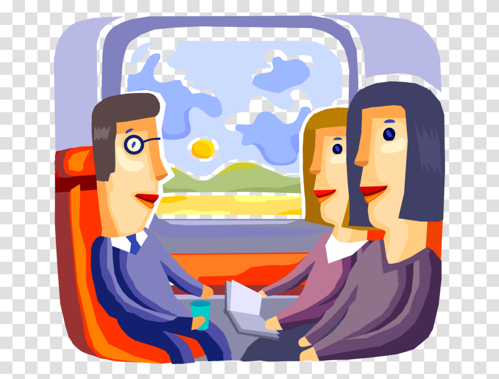 Vector Illustration Of Passenger Commuter Travelers Illustration, Outdoors, Drawing Transparent Png