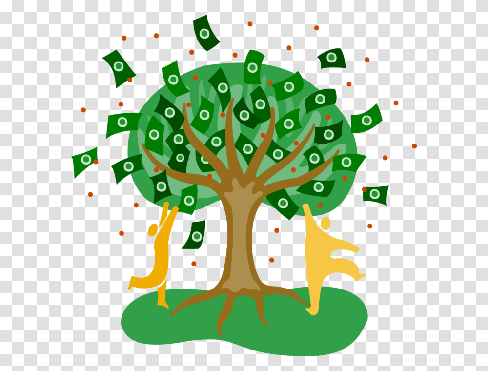 Vector Illustration Of People Grabbing Cash From Money Money Tree Clipart, Plant, Floral Design, Pattern Transparent Png