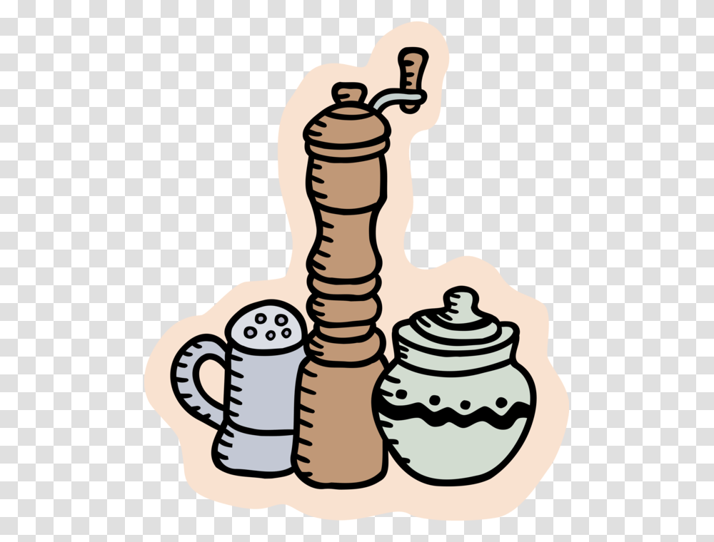 Vector Illustration Of Pepper Mill Grinder With Salt Illustration Transparent Png